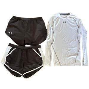 Under Armour HeatGear Bundle – Women’s Size Small – 2 Shorts + 1 Long Sleeve Top